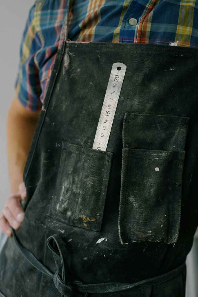 Close-up of dirty artist apron